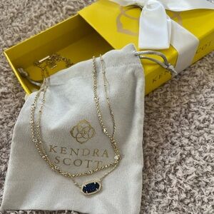 Kendra Scott Gold Necklace with Dark Blue Druzy